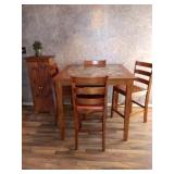 Bistro table bar height with four chairs table