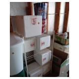 White metal shelf 41Hx23W13D items on shelf