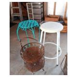 Group of 3 plant stand 25", bar stool 24" & fruit