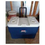 Large Coleman cooler with wheels and handle