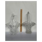 Pair of clear glass Bride's Baskets