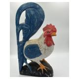 Carved wooden rooster sculpture, 18.5'