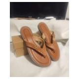 Women's Flip Flops For SummerBrown Leather Size