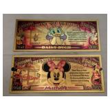 Novelty Daisy duck and Minnie mouse gold foil