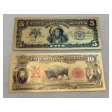 Novelty Indian/ buffalo gold foil Bank notes