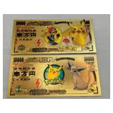Novelty Pokemon gold foil Bank notes