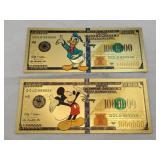 Novelty Daffy duck and Mickey mouse gold foil