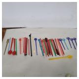 Assorted plastic swizzle sticks