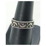 Silver moon and star band ring  marked 925 size