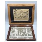 Framed Americana Coca-Cola print and signed 1982