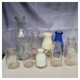 10 glass milk and cream bottles