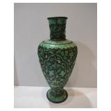 Oriental metal hand painted vase 8 '