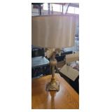 Decorative table lamp with metal base and shade