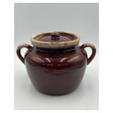 McCoy 1243 brown drip glaze bean pot with lid