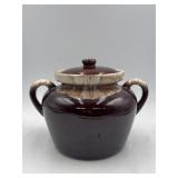 McCoy 1242 brown drip glaze bean pot with lid