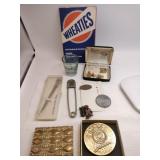 Vintage compact, medallion ,cufflinks,