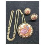 West Germany hand painted necklace pendant with
