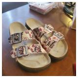 Womens size 9 floral birkenstocks.