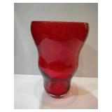 Ruby red glass vase 9 in