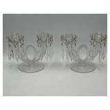 Pair of 6-1/2' tall glass candelabras with