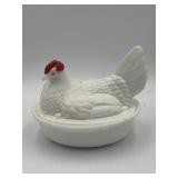 Westmoreland Milk Glass Hen on Nest covered dish
