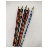 5 Calligraphy dip pens w/ marble style handles