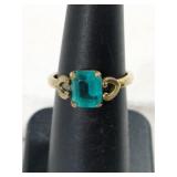 10K GF blue stone ring marked 10 kgf size 5.5