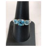 Silver blue stone ring marked 925 size 8.  .140oz