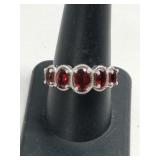 Silver Red  stone ring marked 925 size 9  .150oz
