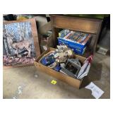 Disney VHS movies, end table, lacquer clock,
