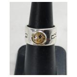 Silver smiling face band  ring marked 925 size 6.