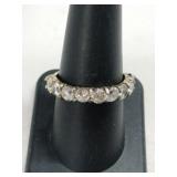 Silver clear stone ring marked 925 size 8.