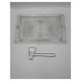 Glass souvenir hatchet & pressed glass vanity