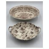 Pair of brown serving dishes