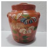 Ransburg pottery hand painted crock cookie jar