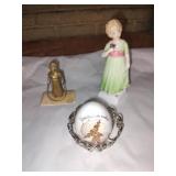 Group of collectibles: Bronze French Girl by