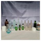 21 glass bottles small medicine and others