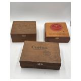 3 older Wooden cigar boxes