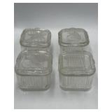4 Federal Glass refrigerator dishes with lids