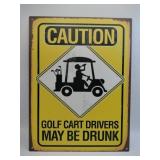 Caution golf cart metal sign 10x13