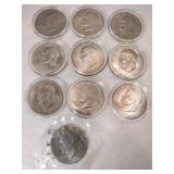 10 1970's Eisenhower dollars