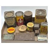 Apothecary and other old product metal tins