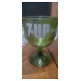This item is a vintage green glass 7-Up 'The