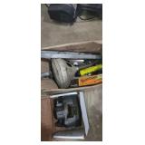 Metal snake , level , extension cord , tape