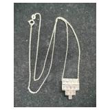 Silver chain clear Stone pendant marked 925.
