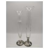 2  Bud vases 1 silver weighted