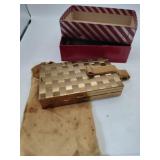 Goldtone 1950s compact lipstick cigarette mesh