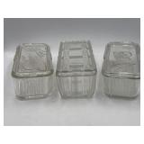 3 Federal glass refrigerator dishes with lids