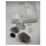 Cut stones, smoky quartz, & other crystal