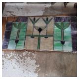 Stained glass panel 32in x 16in missing 1 piece 1